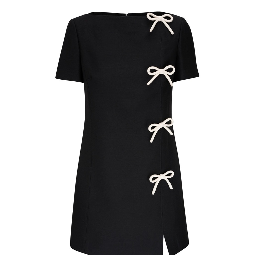 Elegant Black Valentino Dress with White Bow Accents